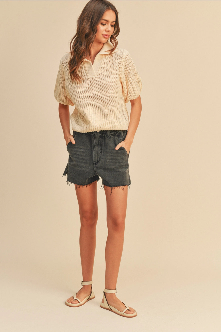 Gaia | Collared Knit Top