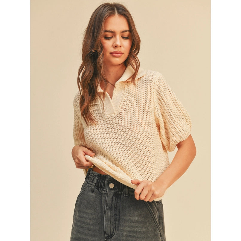 Gaia | Collared Knit Top