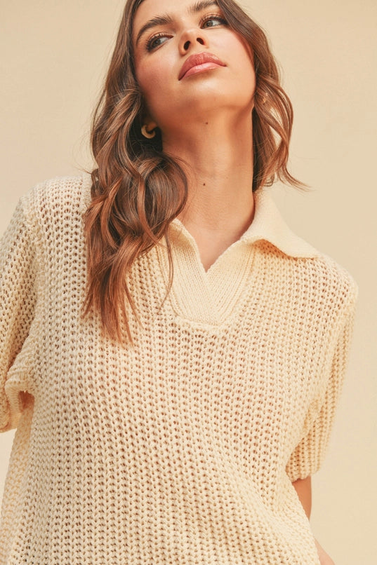 Gaia | Collared Knit Top