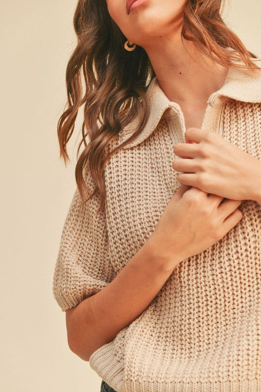 Gaia | Collared Knit Top